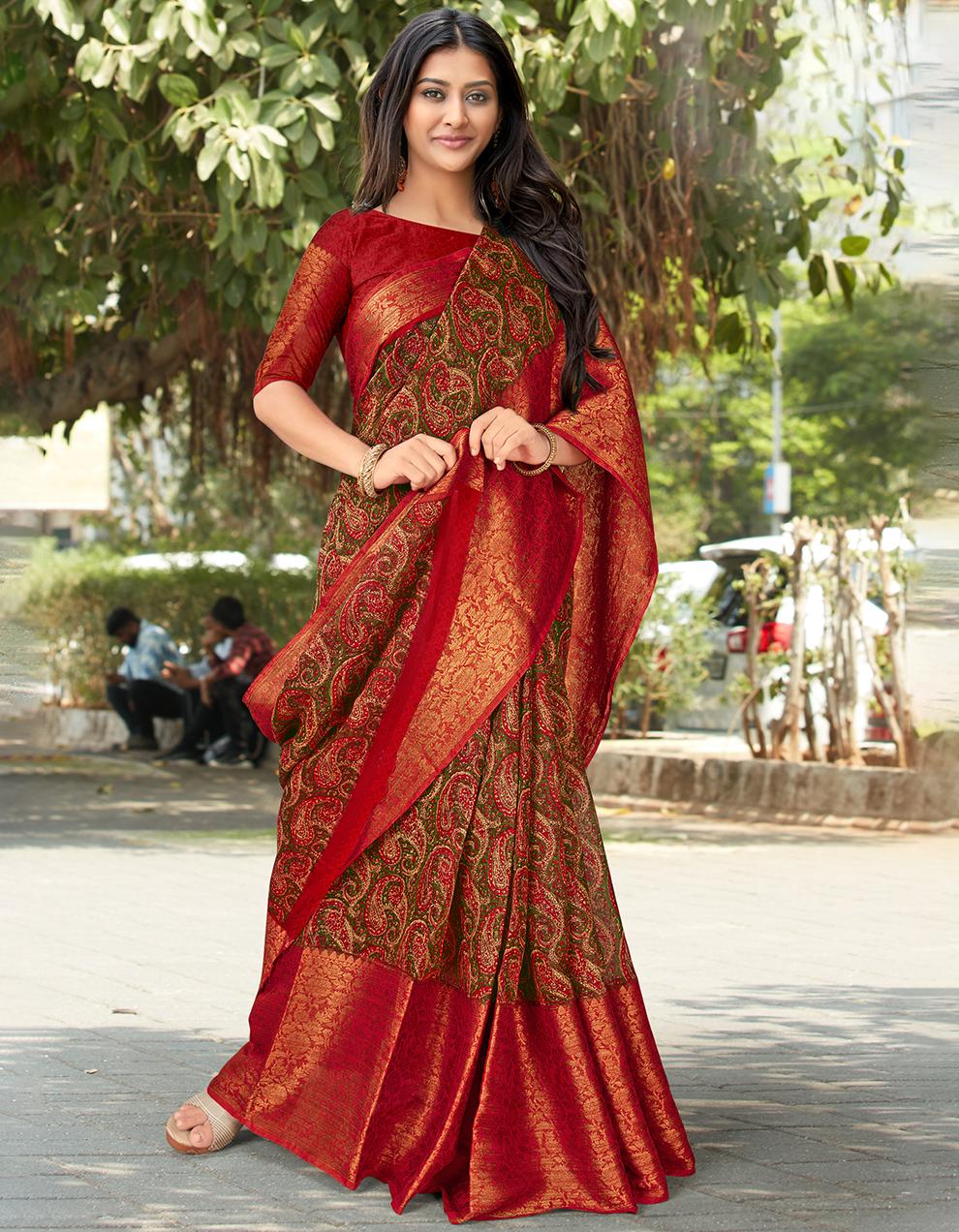 Brown Soft Cotton Saree With Blouse SD26121