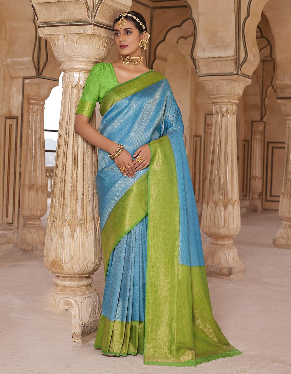 Green Silk Saree for Women With Blouse SD27832