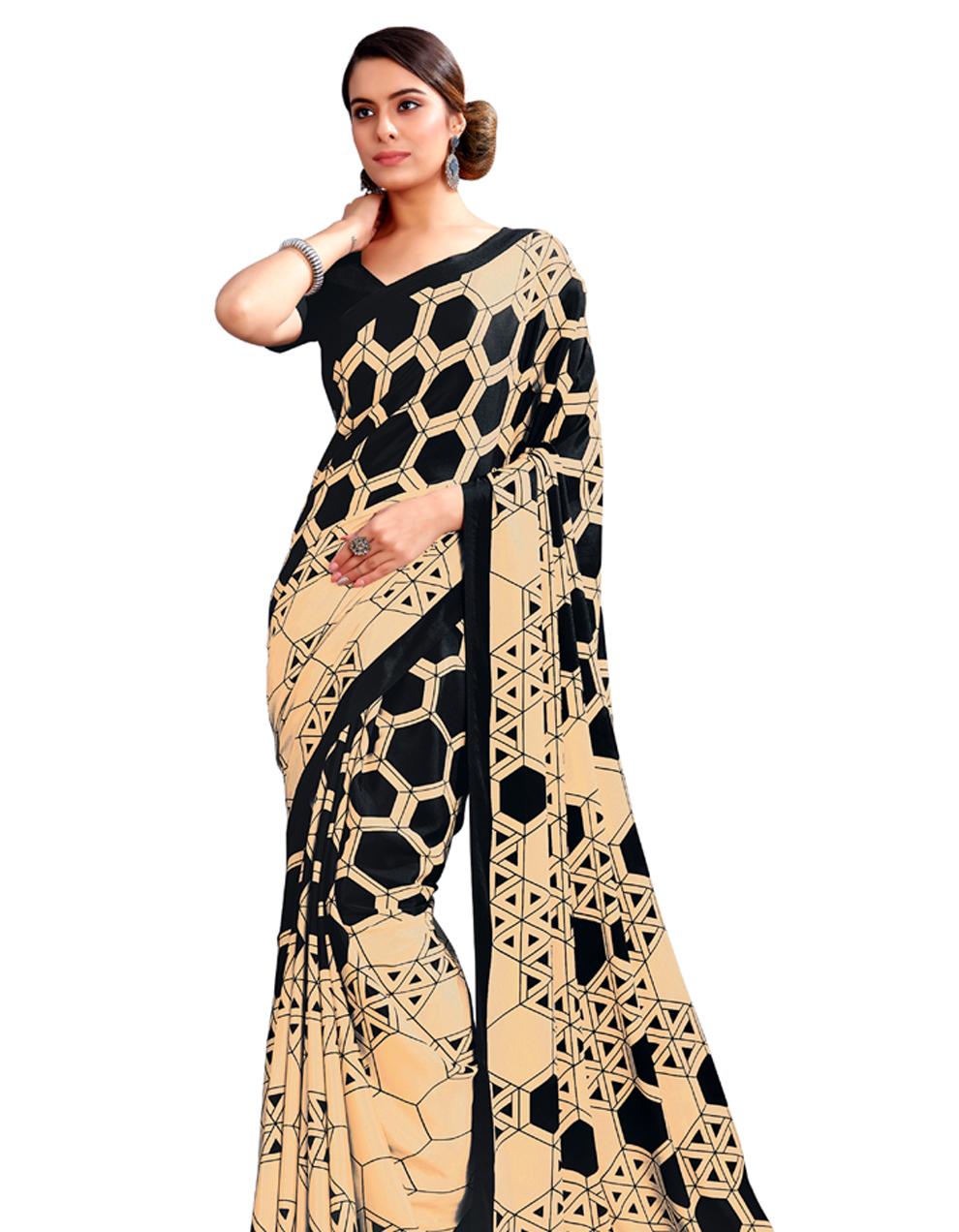 Yellow CREPE SILK Saree for Women With Blouse SD28779