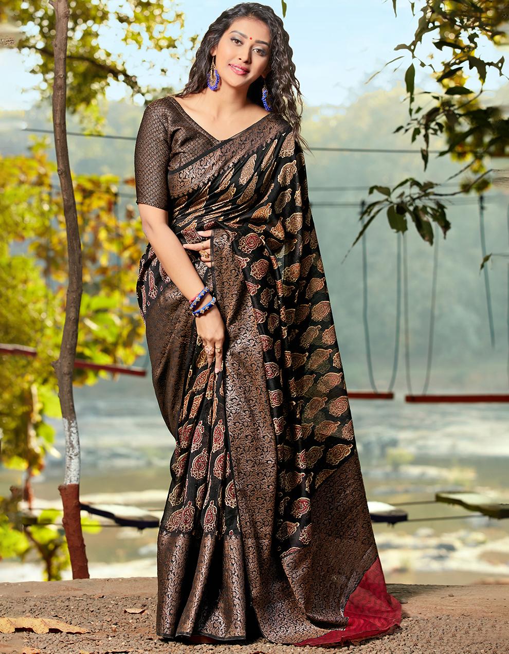 Brown Soft Cotton Saree With Blouse SD26117