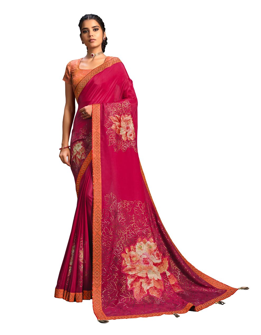 Pink Silk Georgette Saree With Blouse MH23955