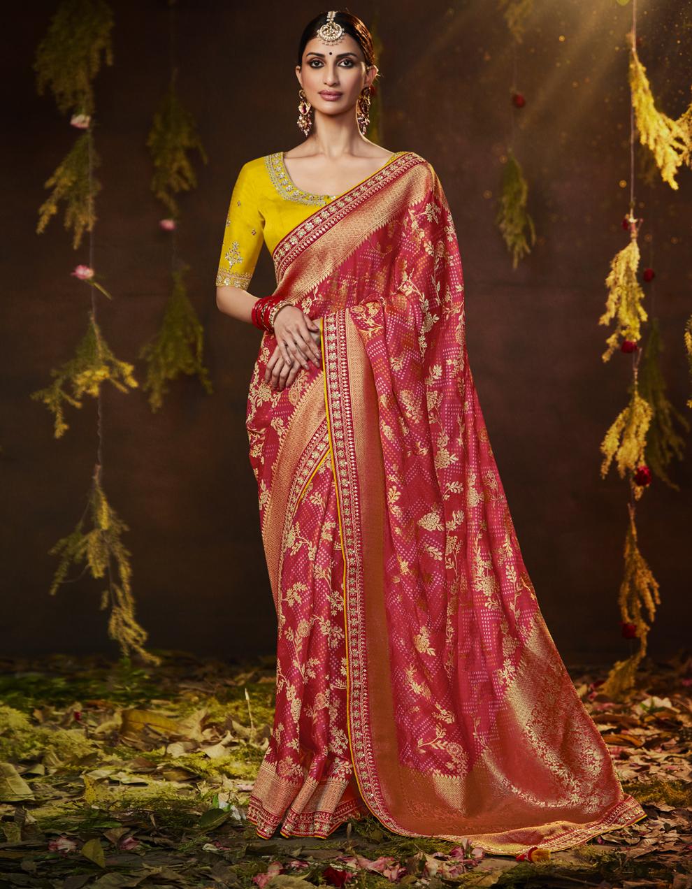 Red Georgette Saree for Women With Blouse SD27600