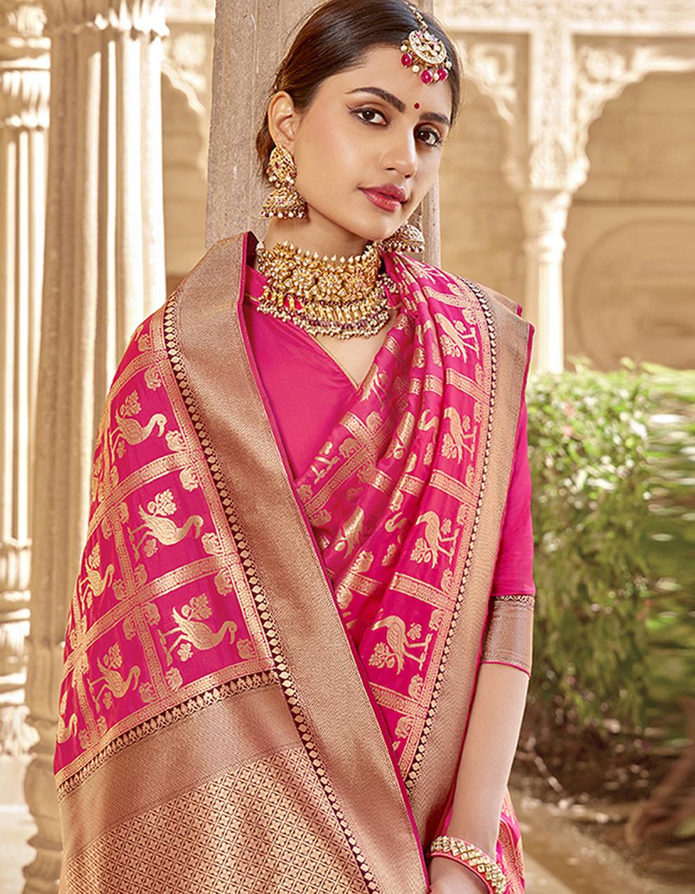 Pink Silk Saree With Blouse SD23795
