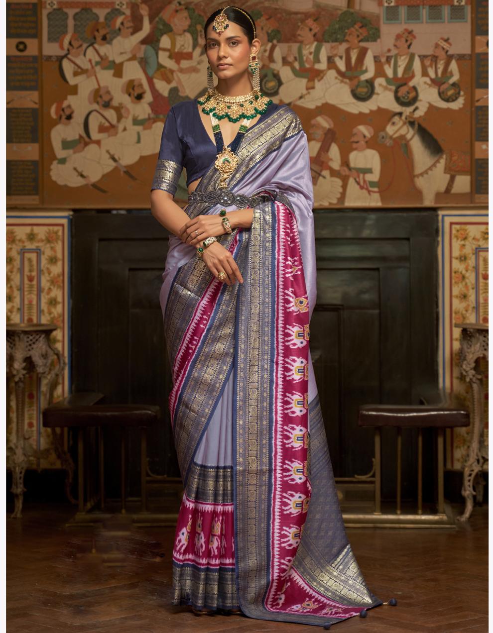Purple Pure Silk Saree for Women With Blouse SD27693