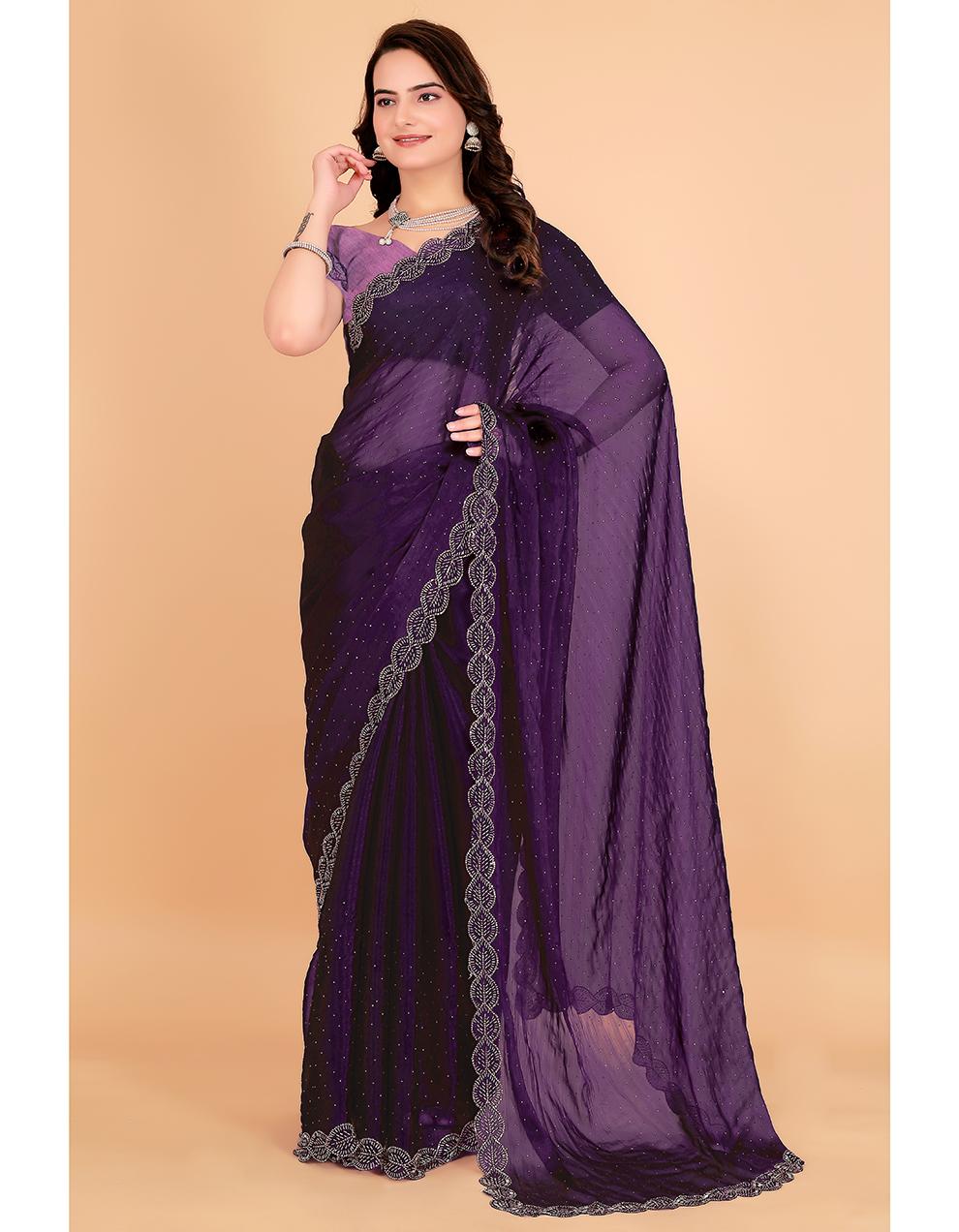 purple Heavy Art Silk Saree for Women With Blouse SK29176