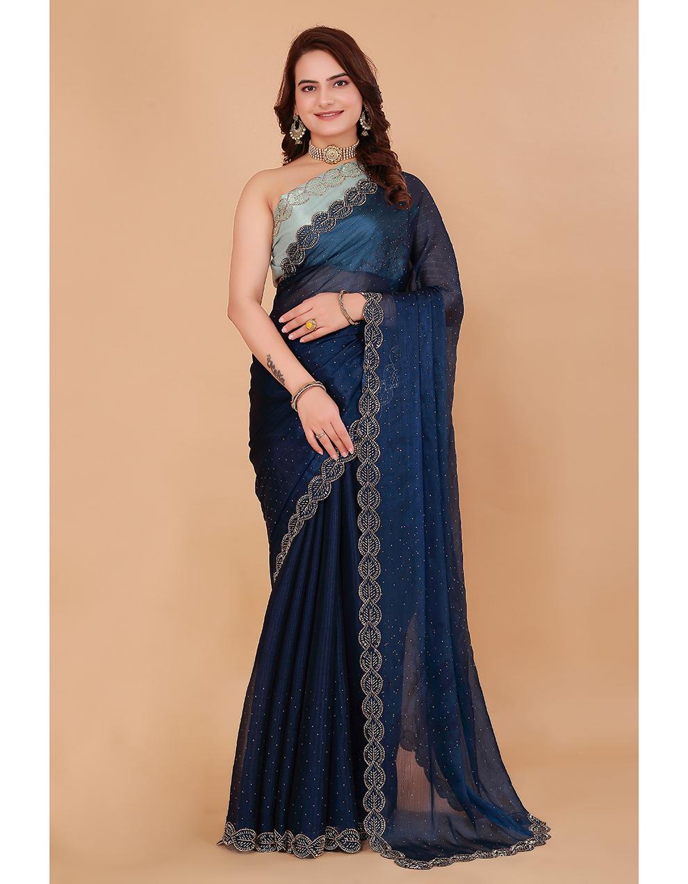 Blue Heavy Art Silk Saree for Women With Blouse SK29173