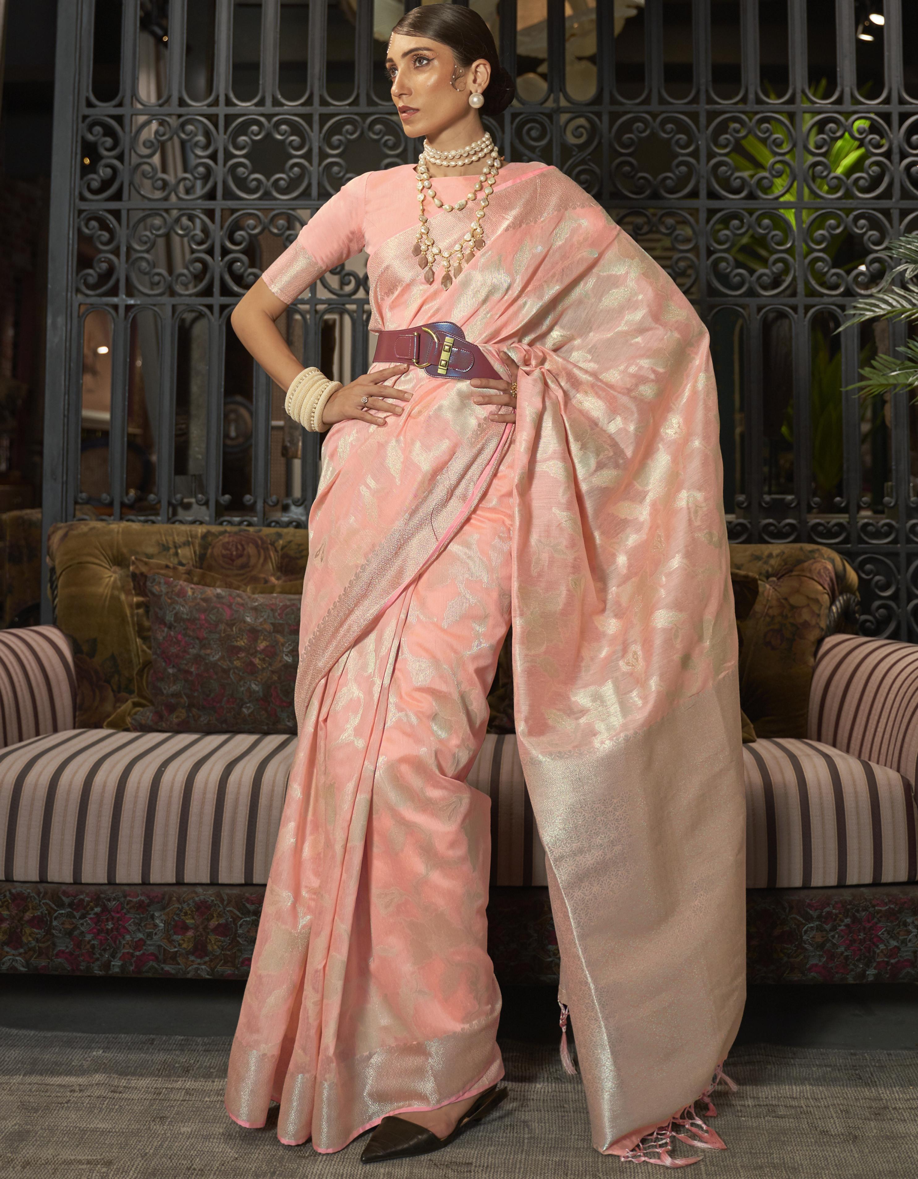 Peach Silk Saree for Women With Blouse SD27202