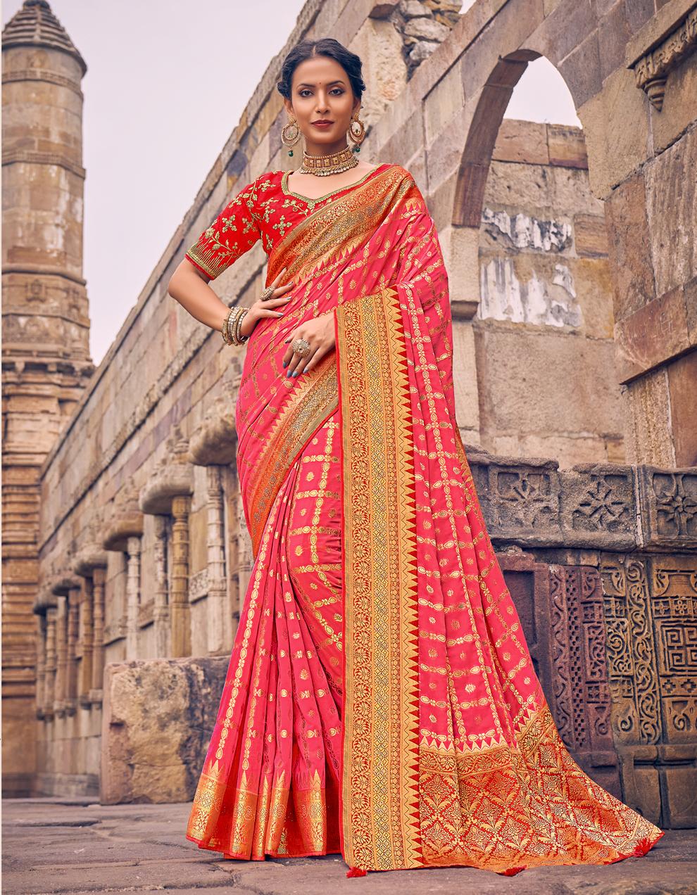 Pink Georgette Saree for Women With Blouse SD27859