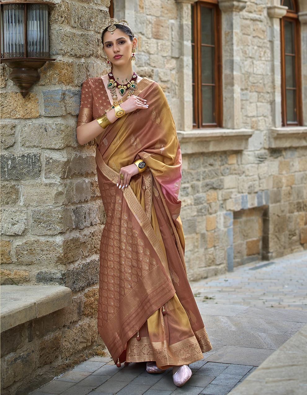BROWN Art Silk Saree for Women With Blouse SD29092