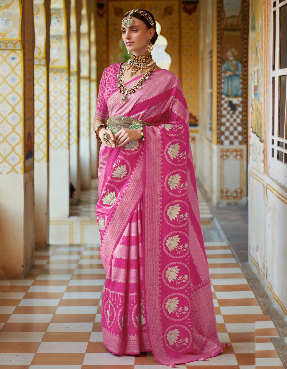 Pink Silk Saree for Women With Blouse SD27873