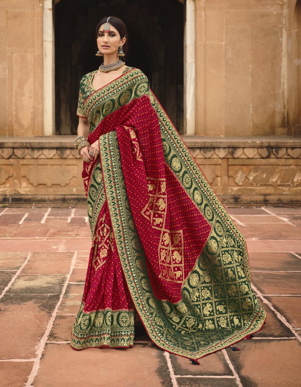 Red Dola Silk Saree With Blouse SD25562