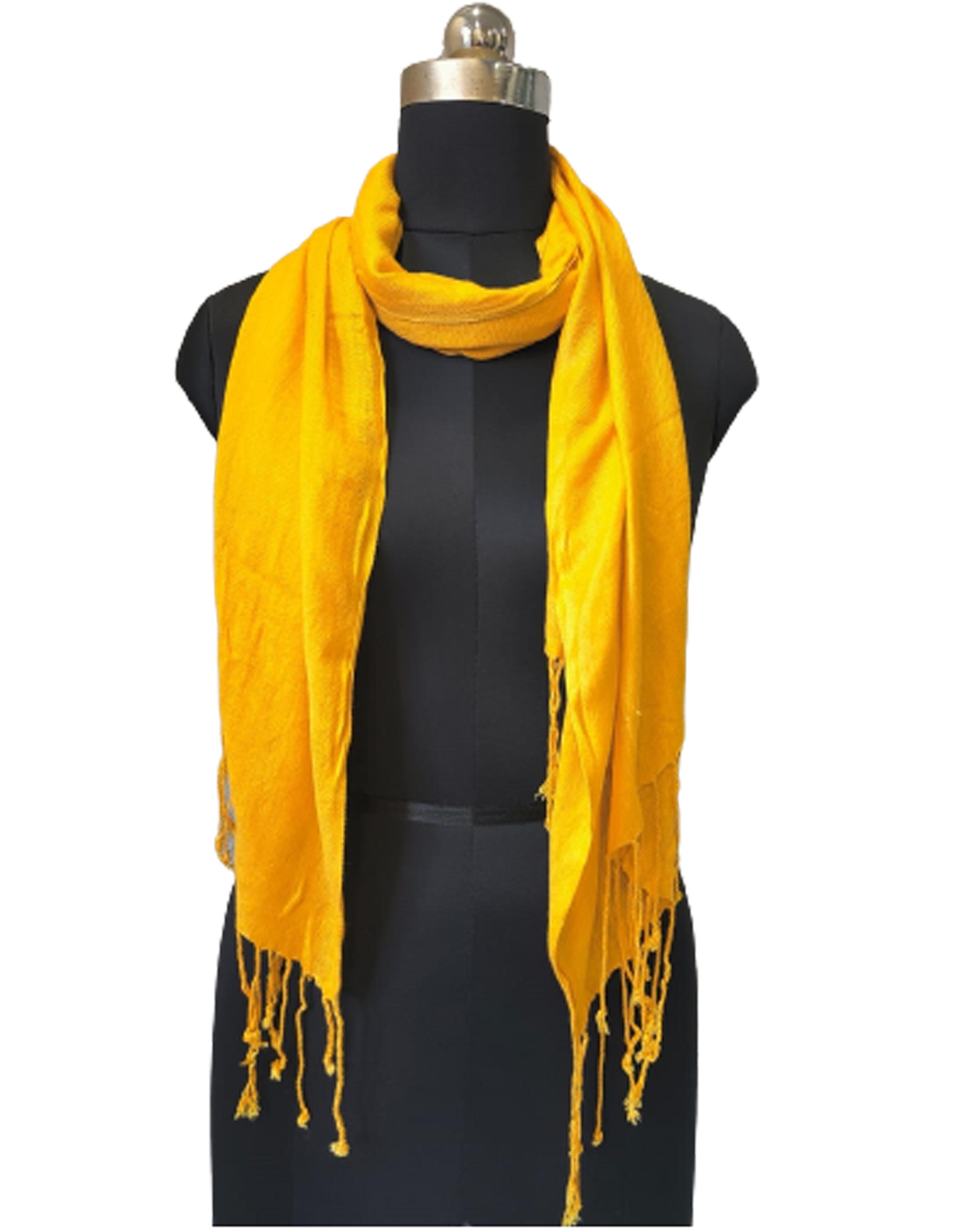 Yellow Plain Viscose Woolen Winter Wear Scarves/Stoles for Women ST107