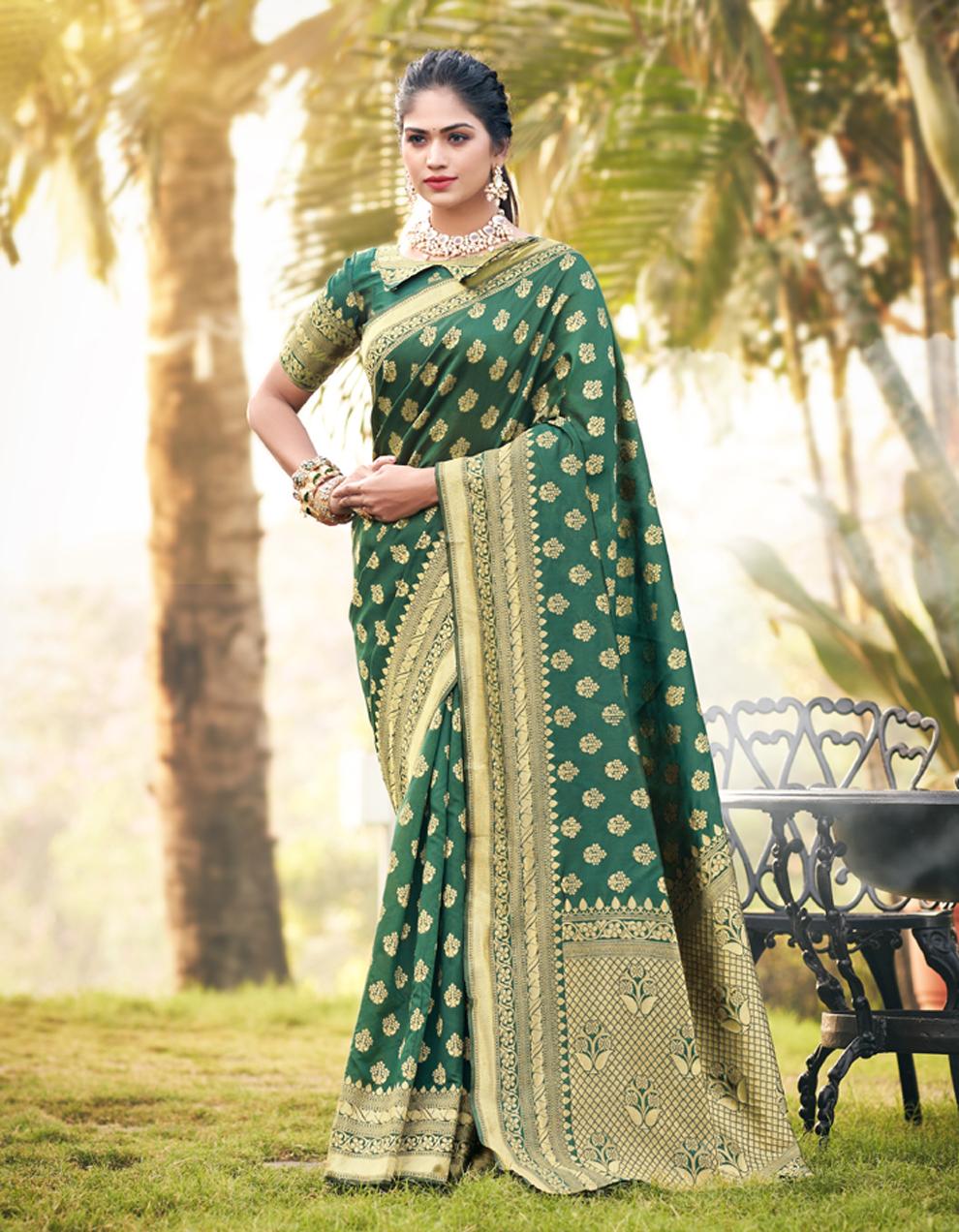 green SOFT SILK Saree for Women With Blouse SD28647