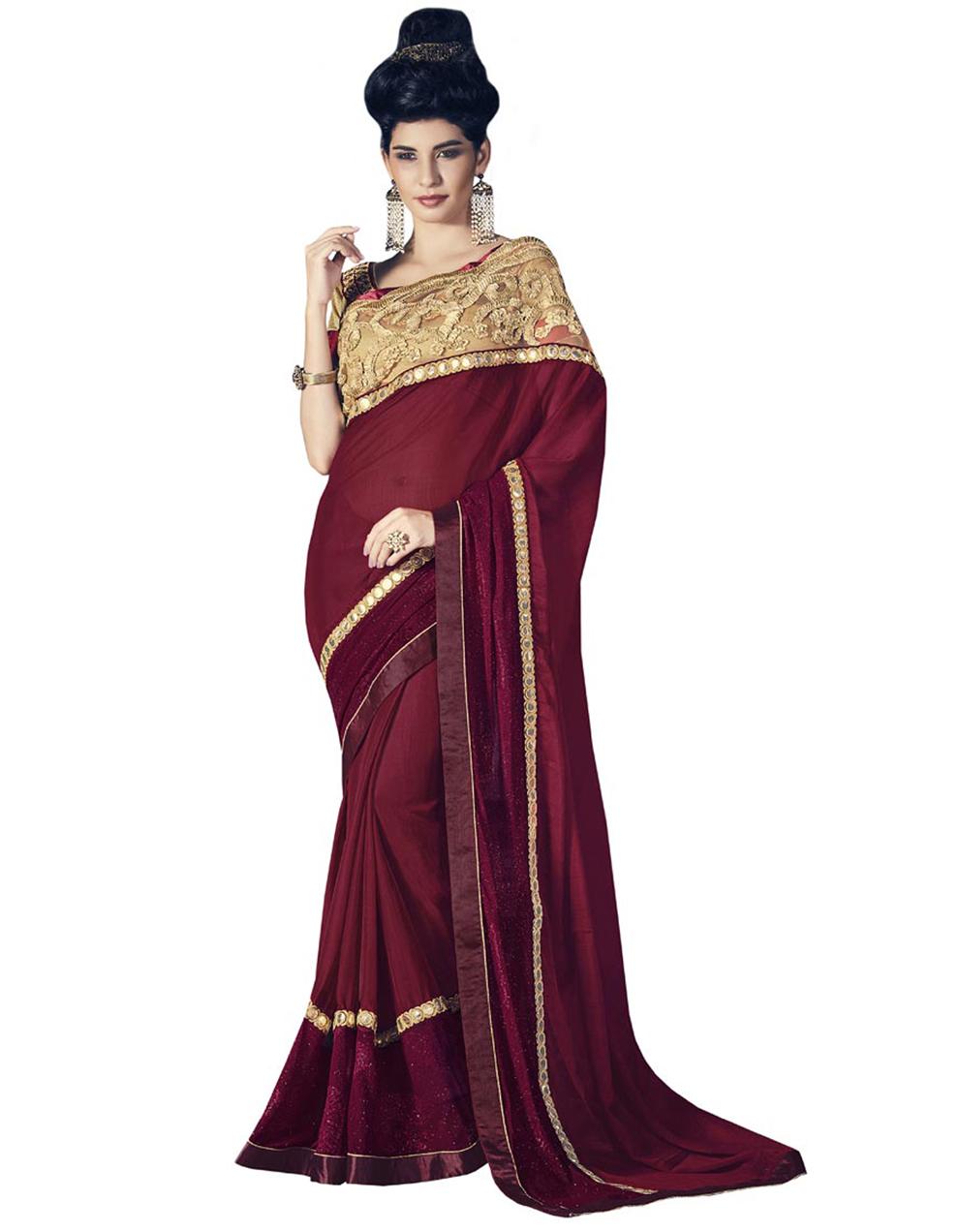 Maroon Marble Saree With Blouse IW14720