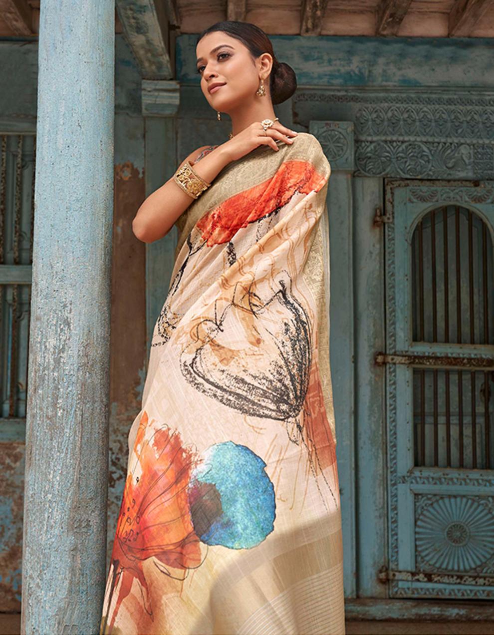 Yellow Linen Saree for Women With Blouse SD27797