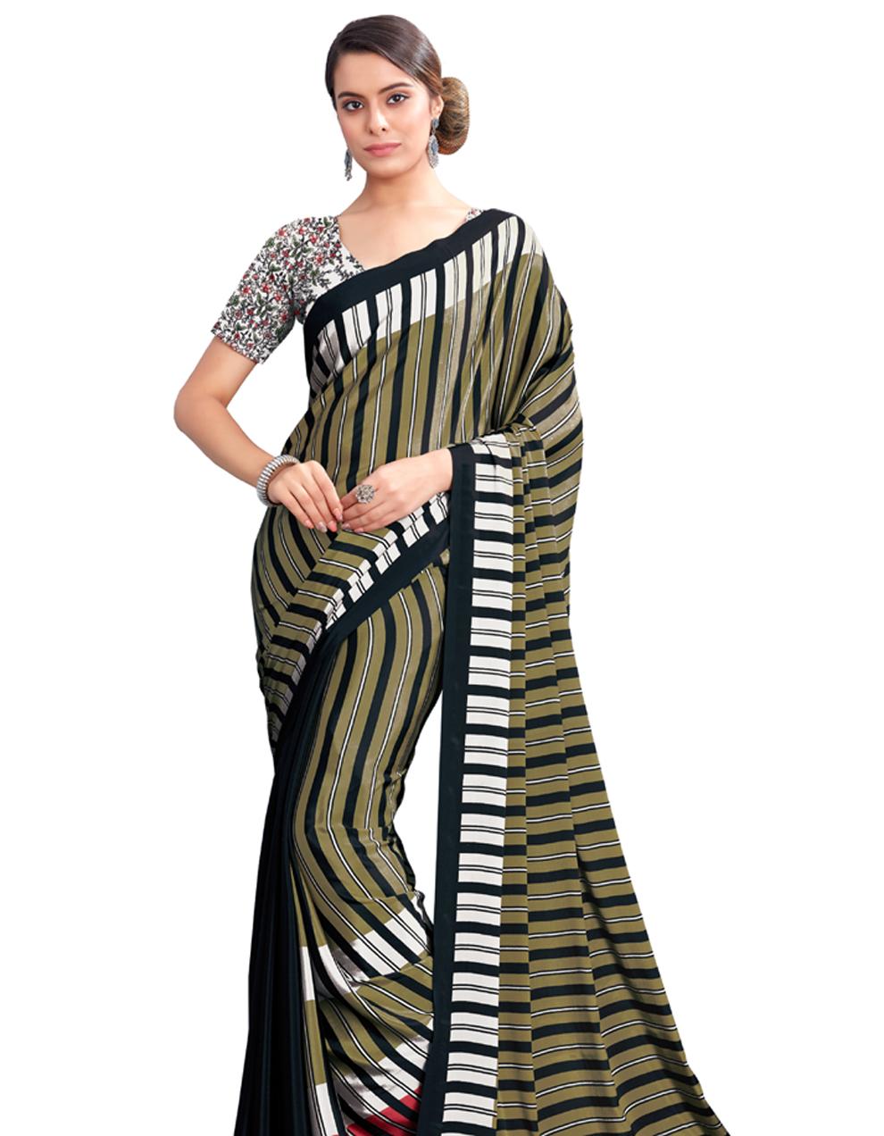 green CREPE SILK Saree for Women With Blouse SD28803