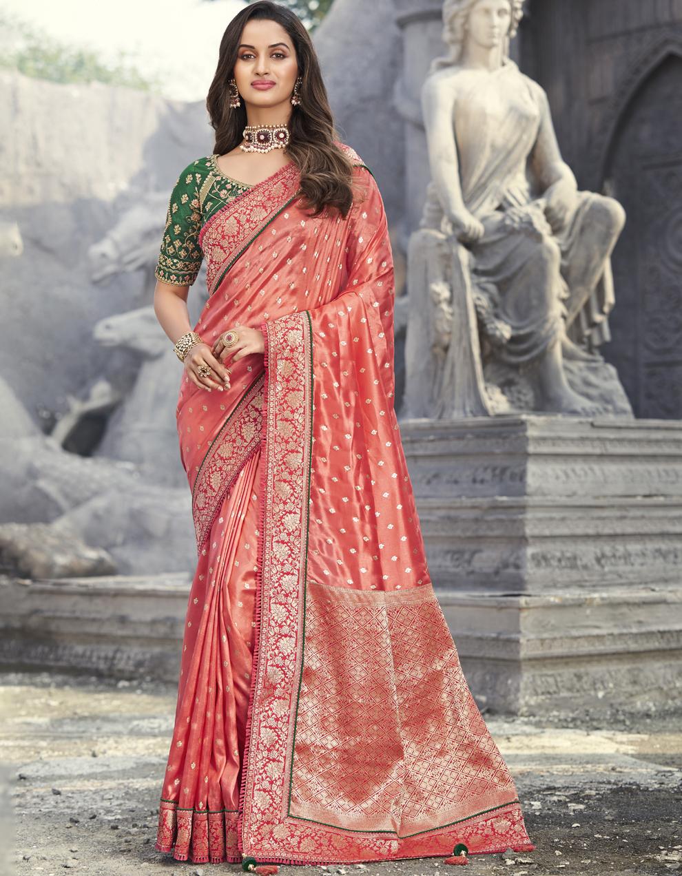 Gajri Dola Silk And Banarasi Silk Saree With Blouse SD26180