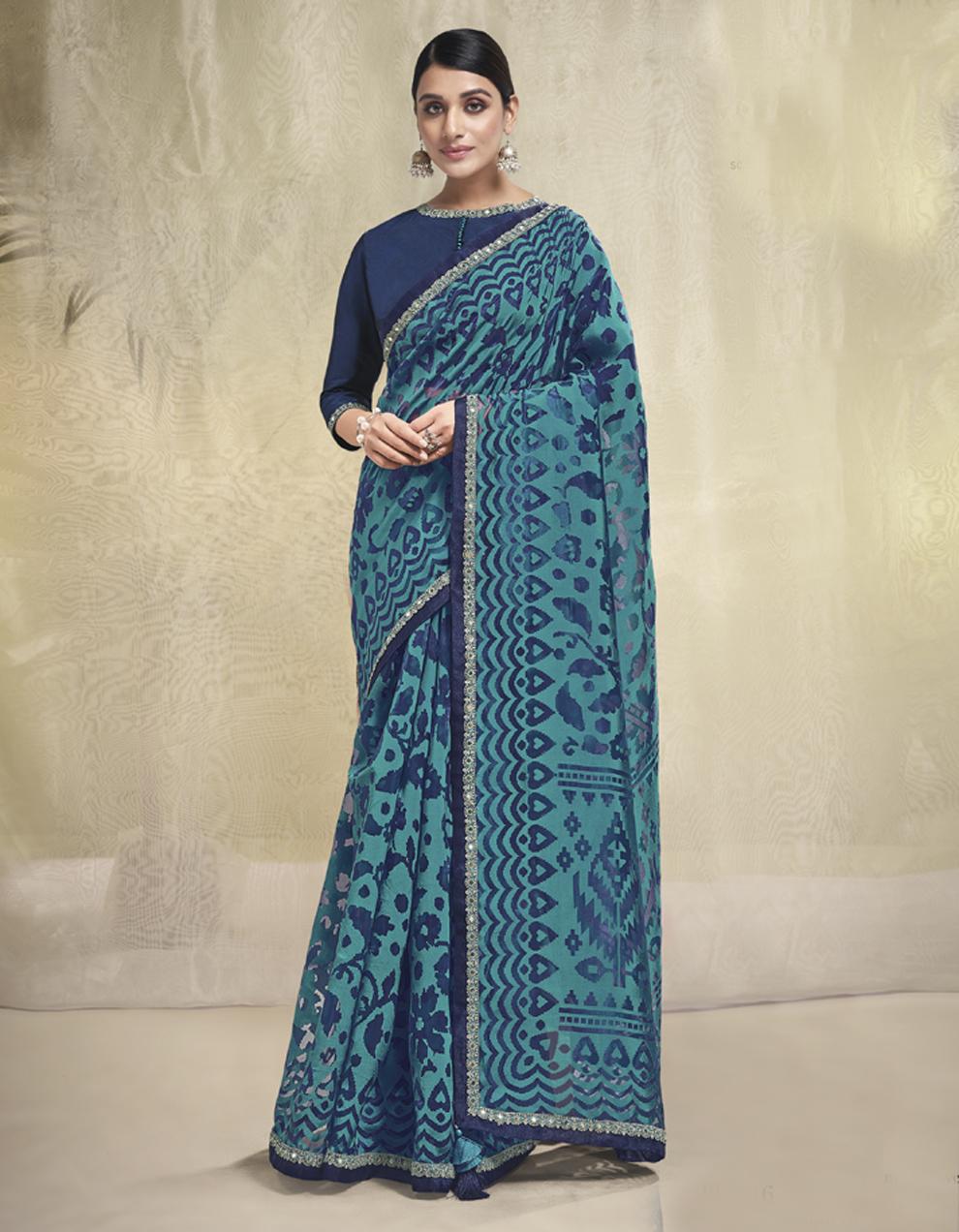 Blue ART SILK Saree for Women With Blouse SD28561
