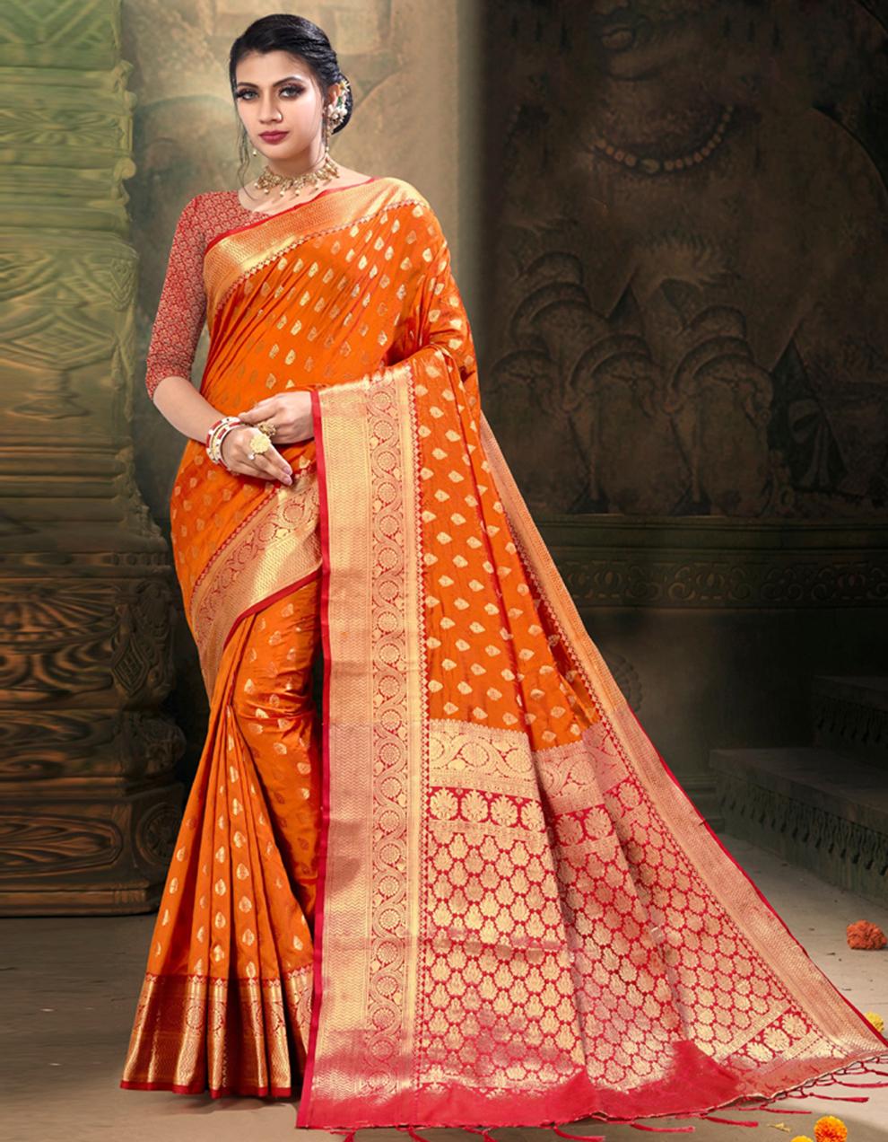 Mustard Poly Silk Saree With Blouse IW24611