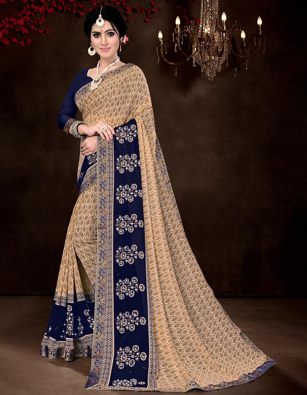 Beige Georgette Saree With Blouse IW24764