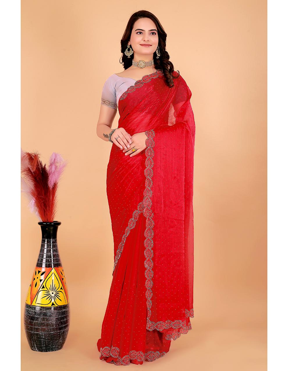RED Heavy Art Silk Saree for Women With Blouse SK29172