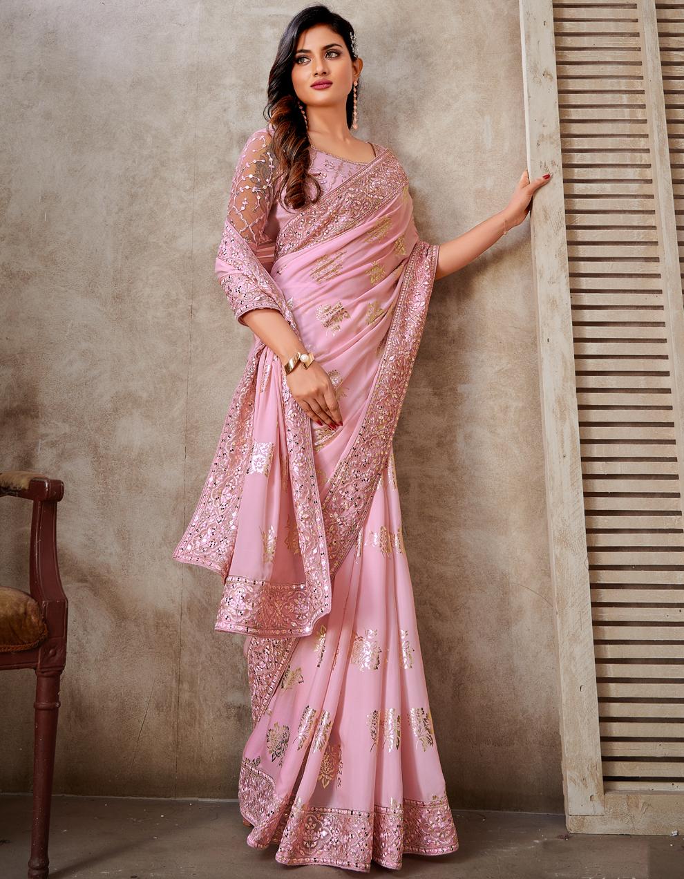 Pink Silk Saree for Women With Blouse SD27710
