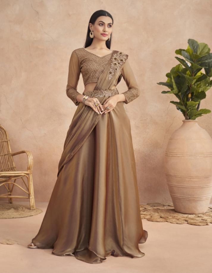Brown FANCY SILK Saree for Women With Blouse SD28460