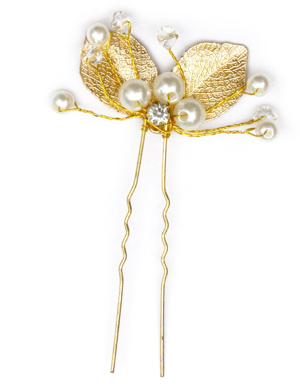 DesiButik's Beautiful 1 Pc Golden Hair pin for Bride & Bridesmaid HA1031