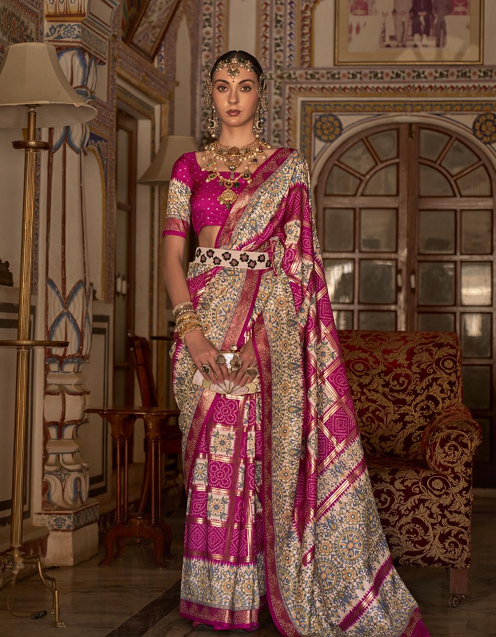 PINK Art Silk Saree for Women With Blouse SD28926