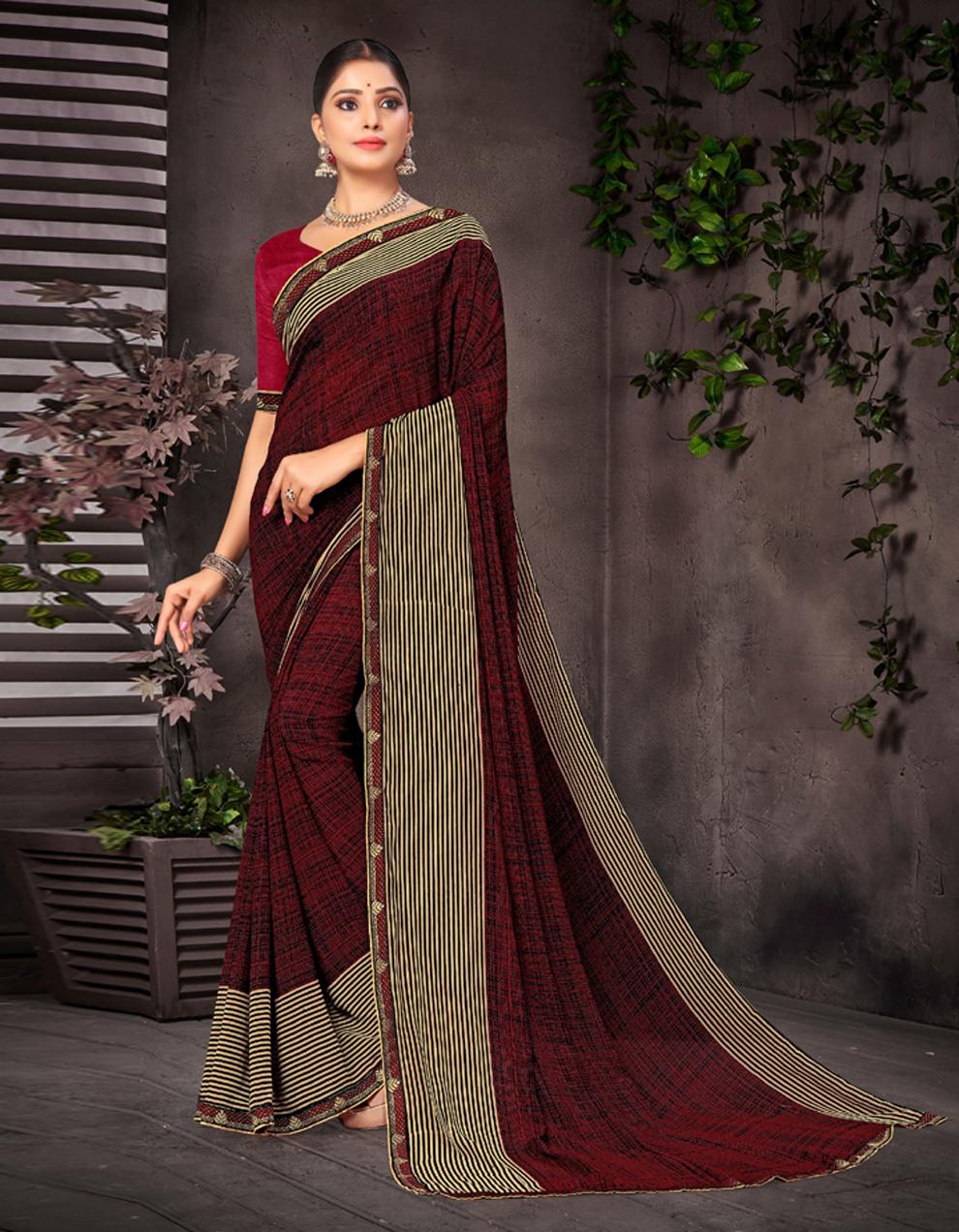 Maroon Georgette Saree With Blouse IW24663
