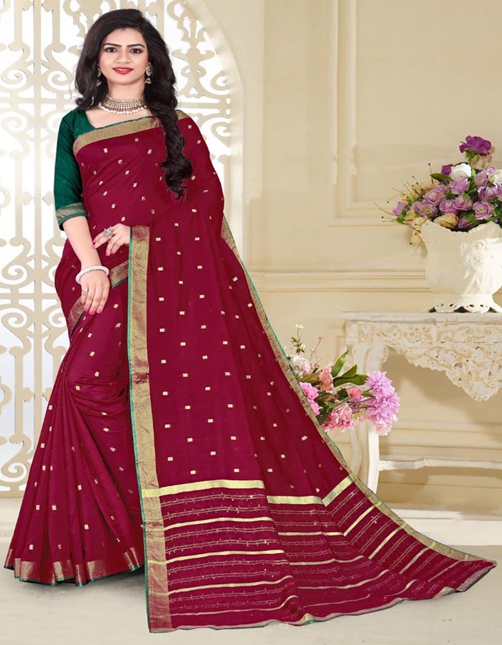 Red Pure Dola Silk Saree With Blouse MK25924
