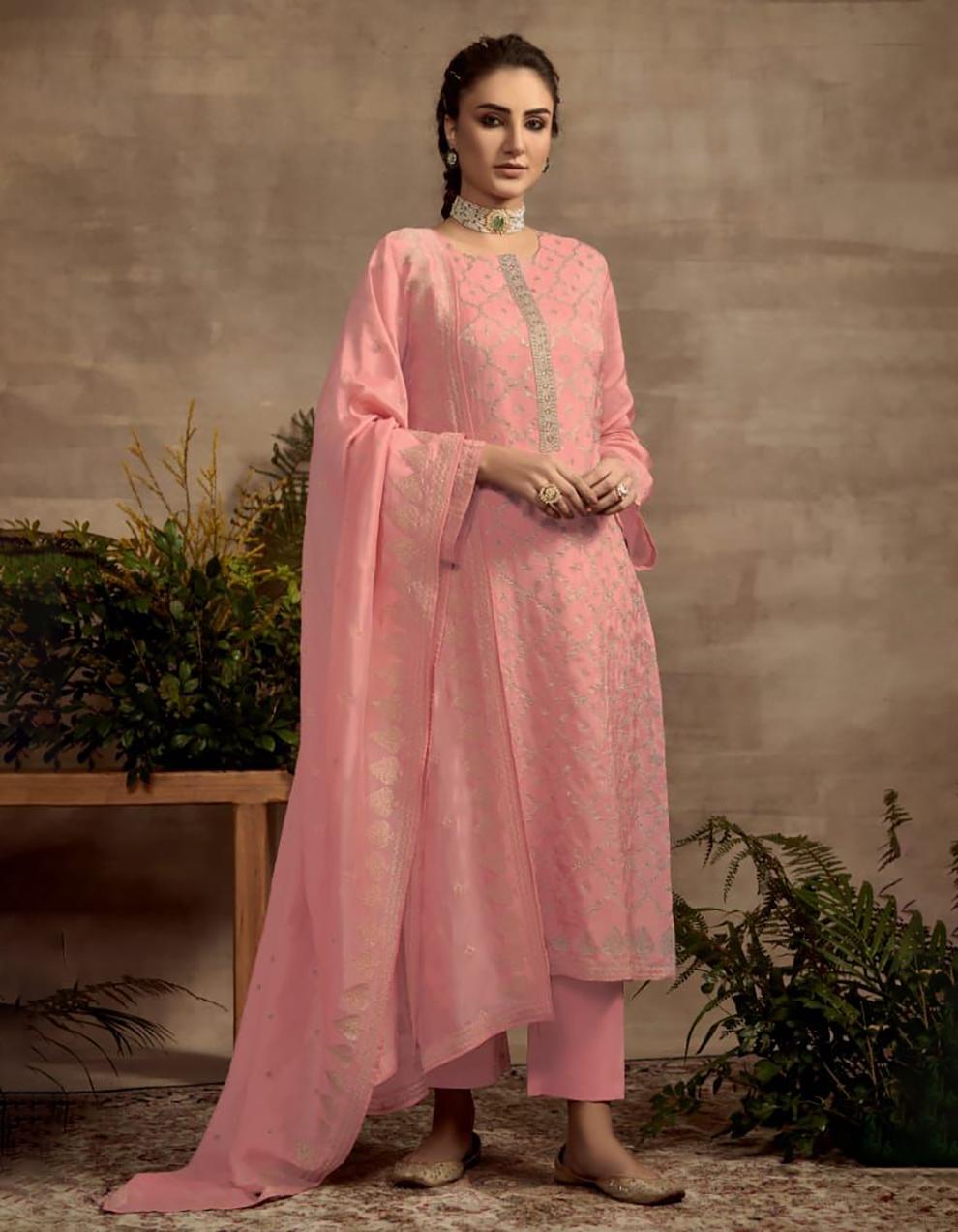 Pink Pure Organza Straight Suit with Dupatta SAF8769