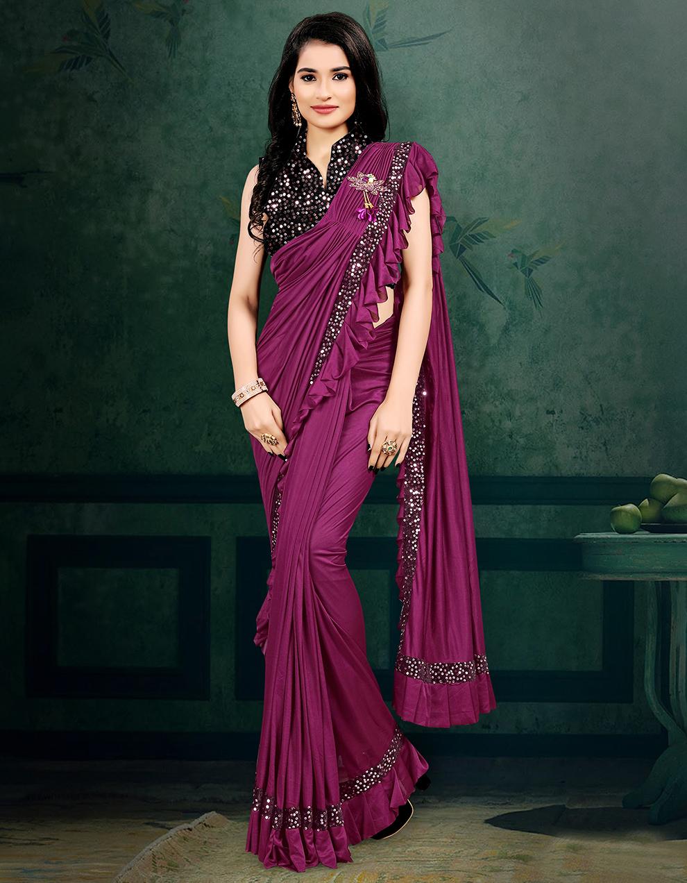 Magenta Silk Saree With Blouse SD25101