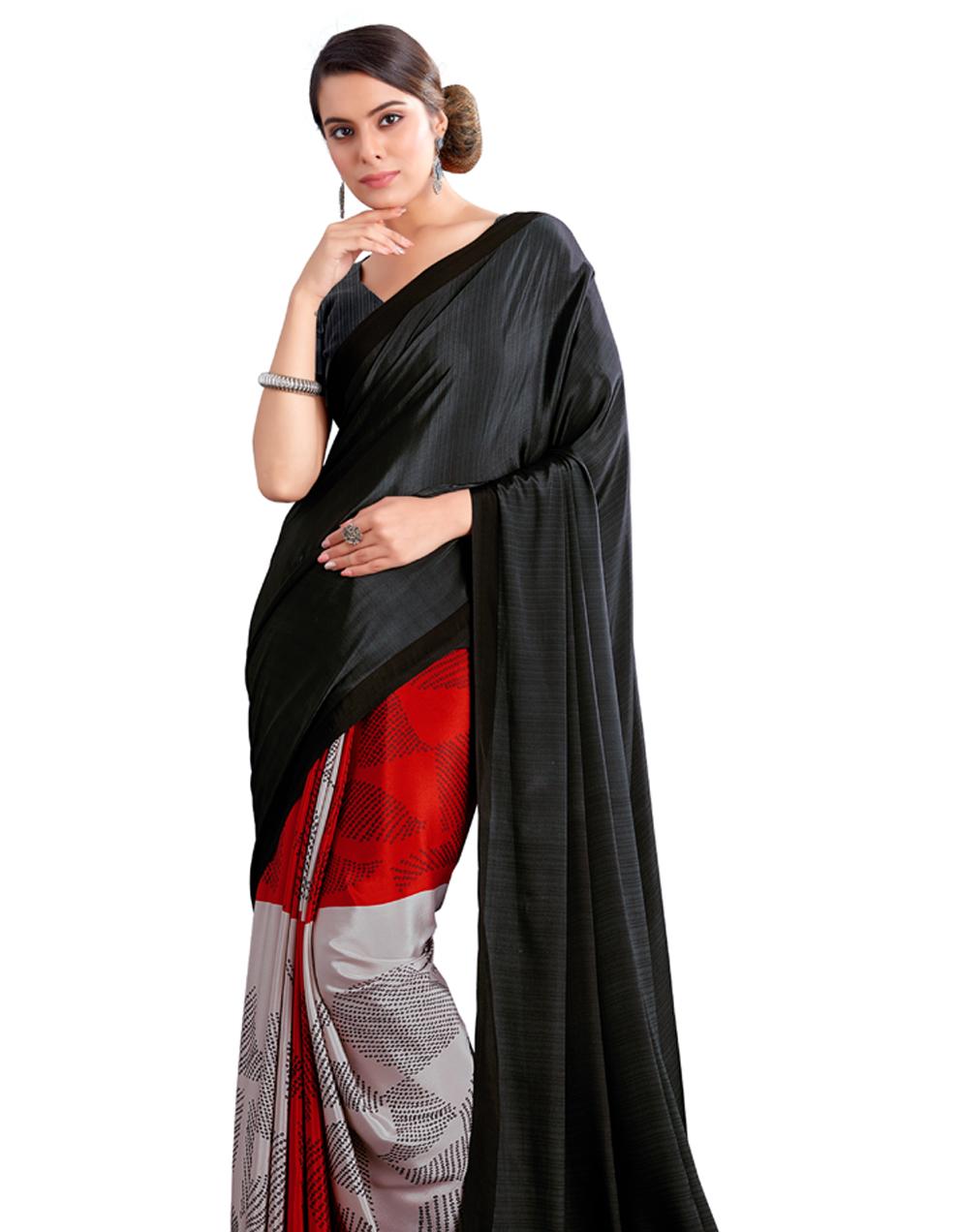 Red CREPE SILK Saree for Women With Blouse SD28784