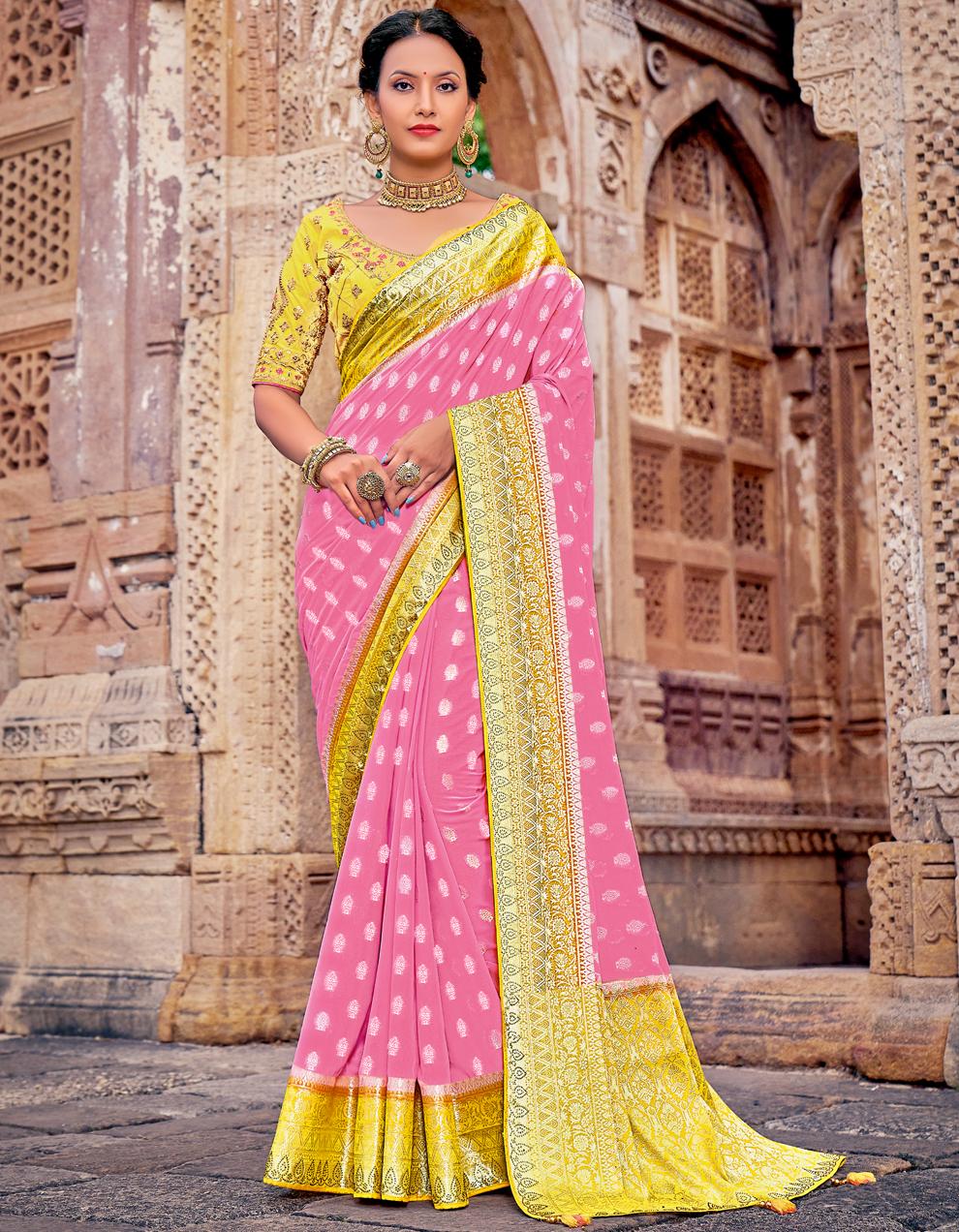 Pink Georgette Saree for Women With Blouse SD27857
