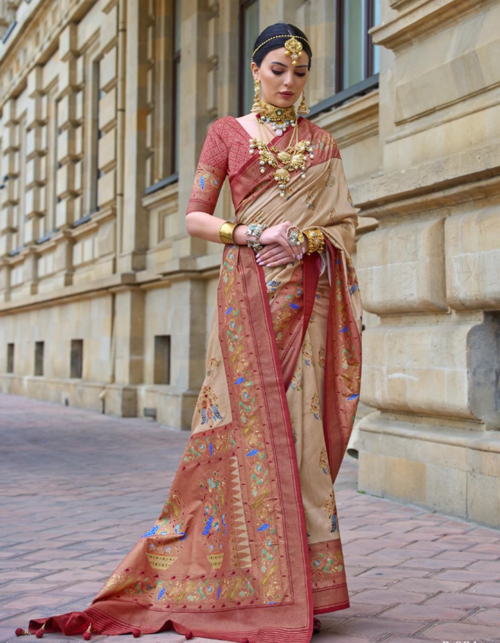 BROWN Art Silk Saree for Women With Blouse SD29005