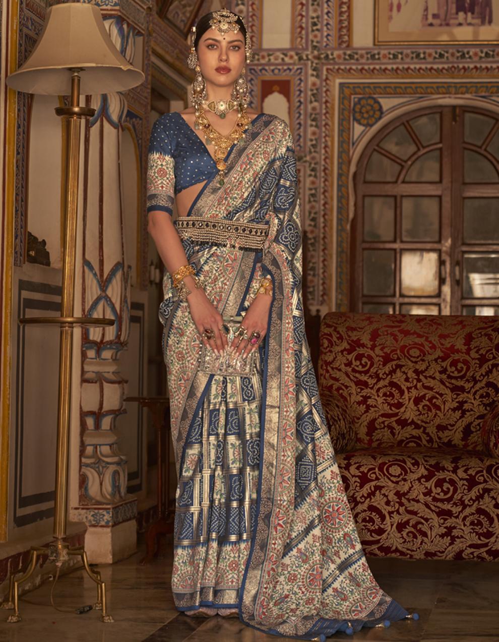BLUE Art Silk Saree for Women With Blouse SD28929