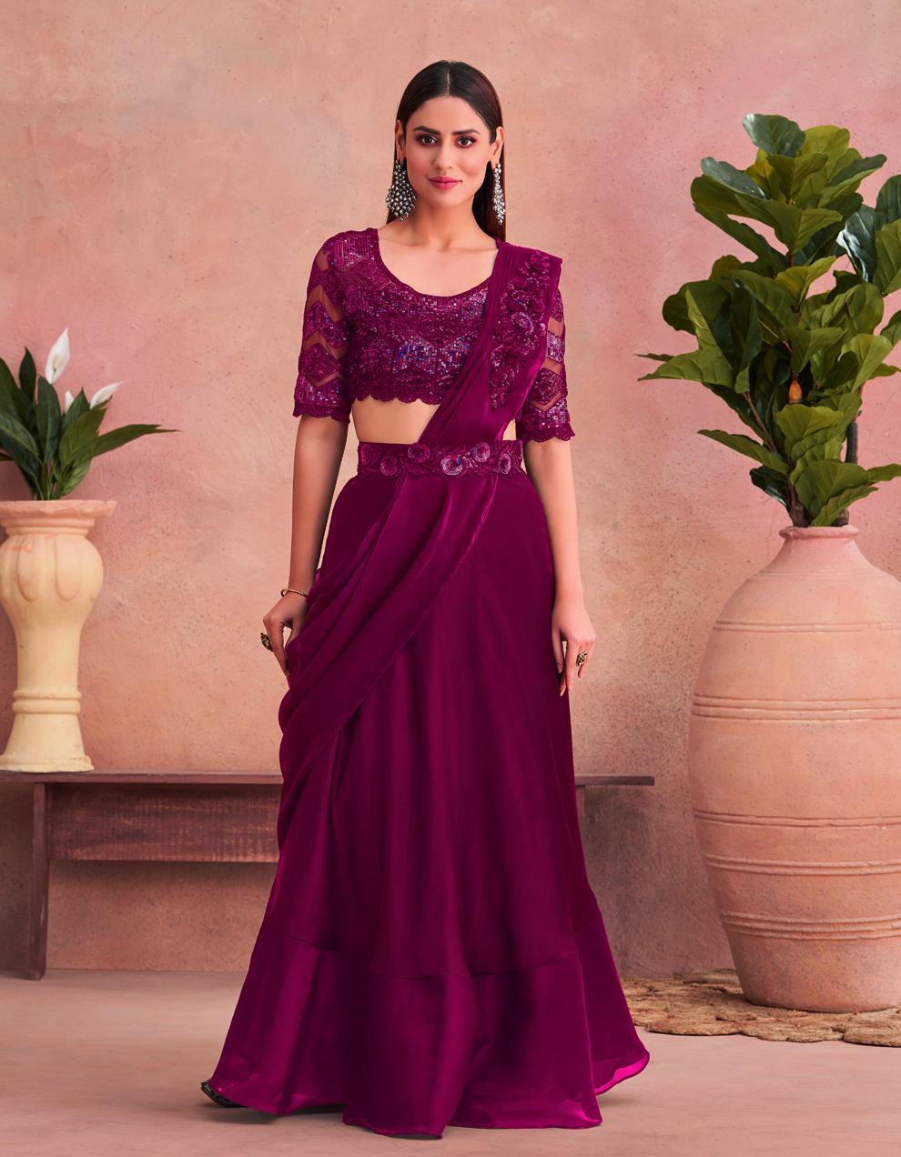 Purple ART SILK Saree for Women With Blouse SD28385