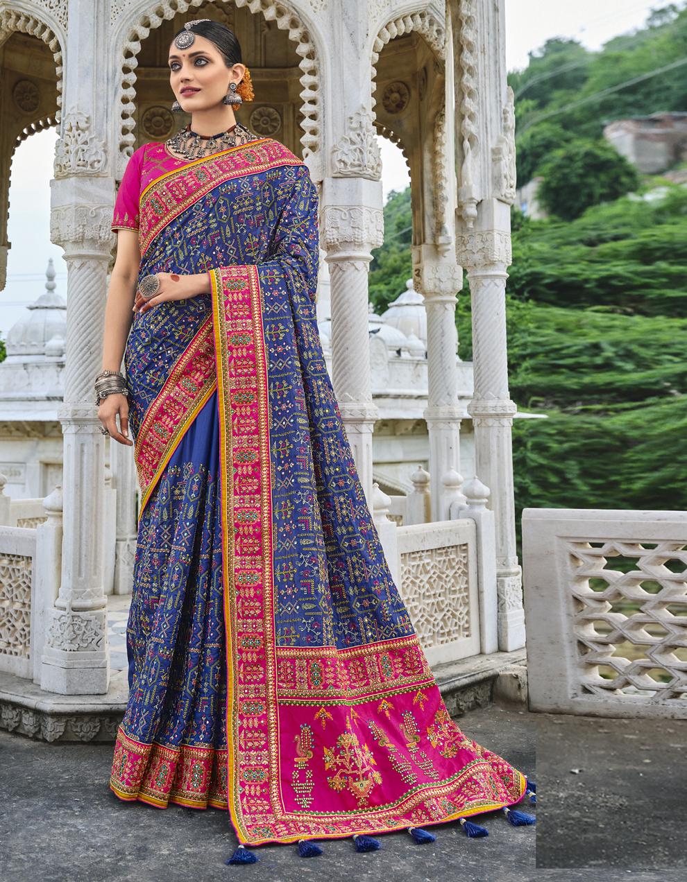 Blue Banarasi Silk Saree With Blouse SD25741
