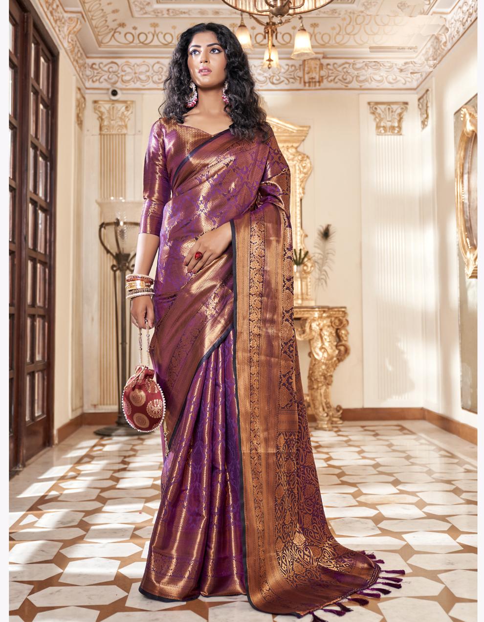 Purple Soft Silk Saree for Women With Blouse SD27664