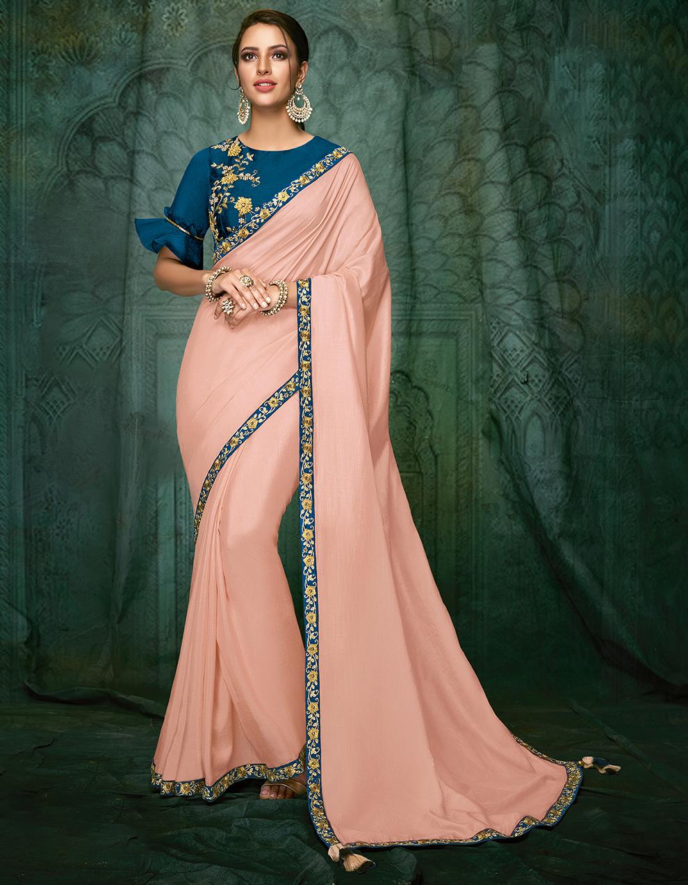 Pink Satin Silk Saree With Blouse MH20872
