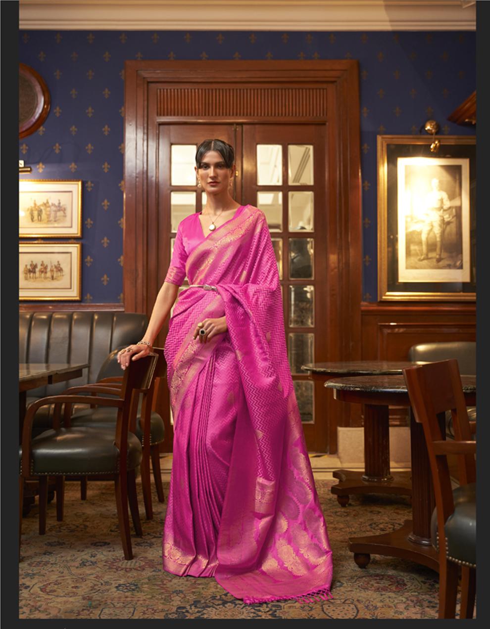 Pink PURE SATIN SILK Saree for Women With Blouse SD27363