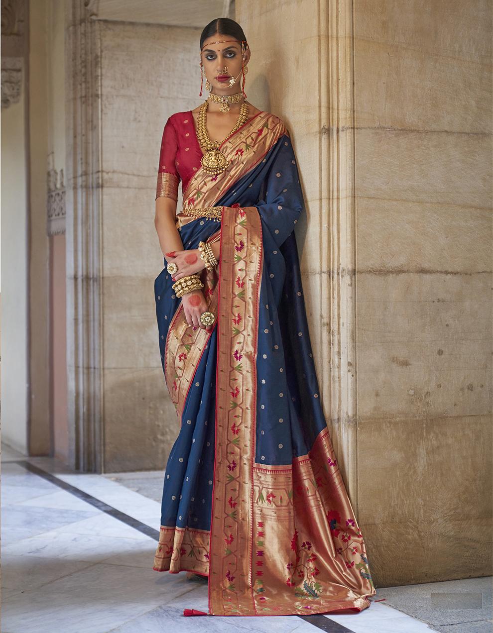 BLUE Art Silk Saree for Women With Blouse SD29065