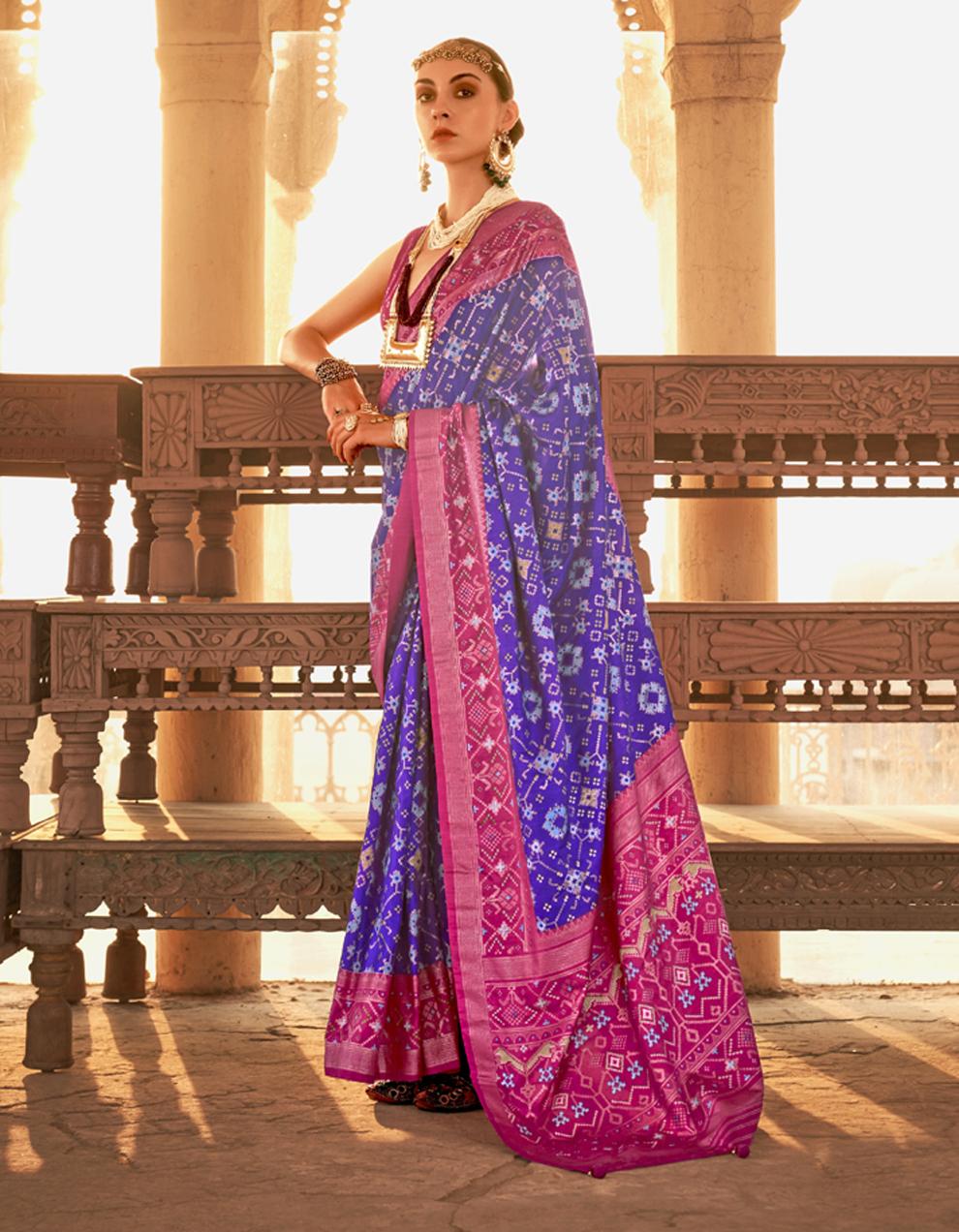 Purple PATOLA SILK Saree for Women With Blouse SD28697