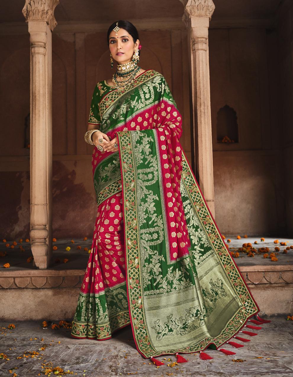 Multicolor Dola Silk Saree With Blouse SD25181