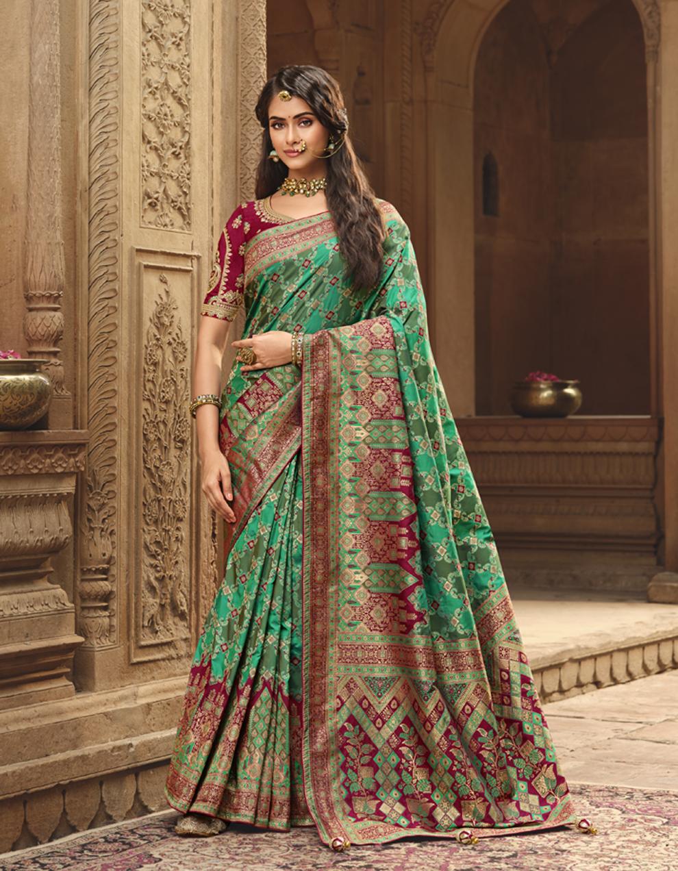 green SILK Saree for Women With Blouse SD28498