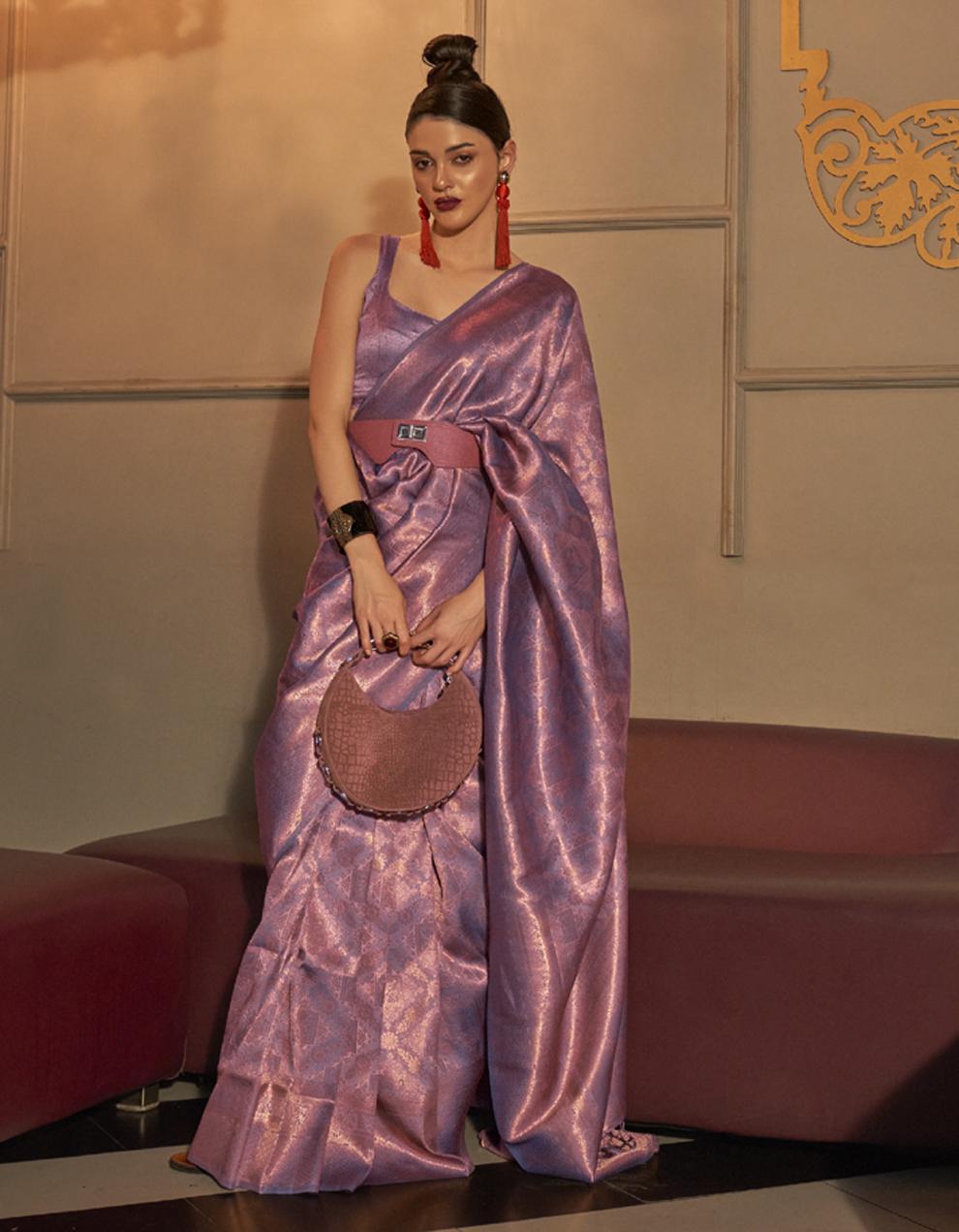 Purple Handloom Silk Saree for Women With Blouse SD27507