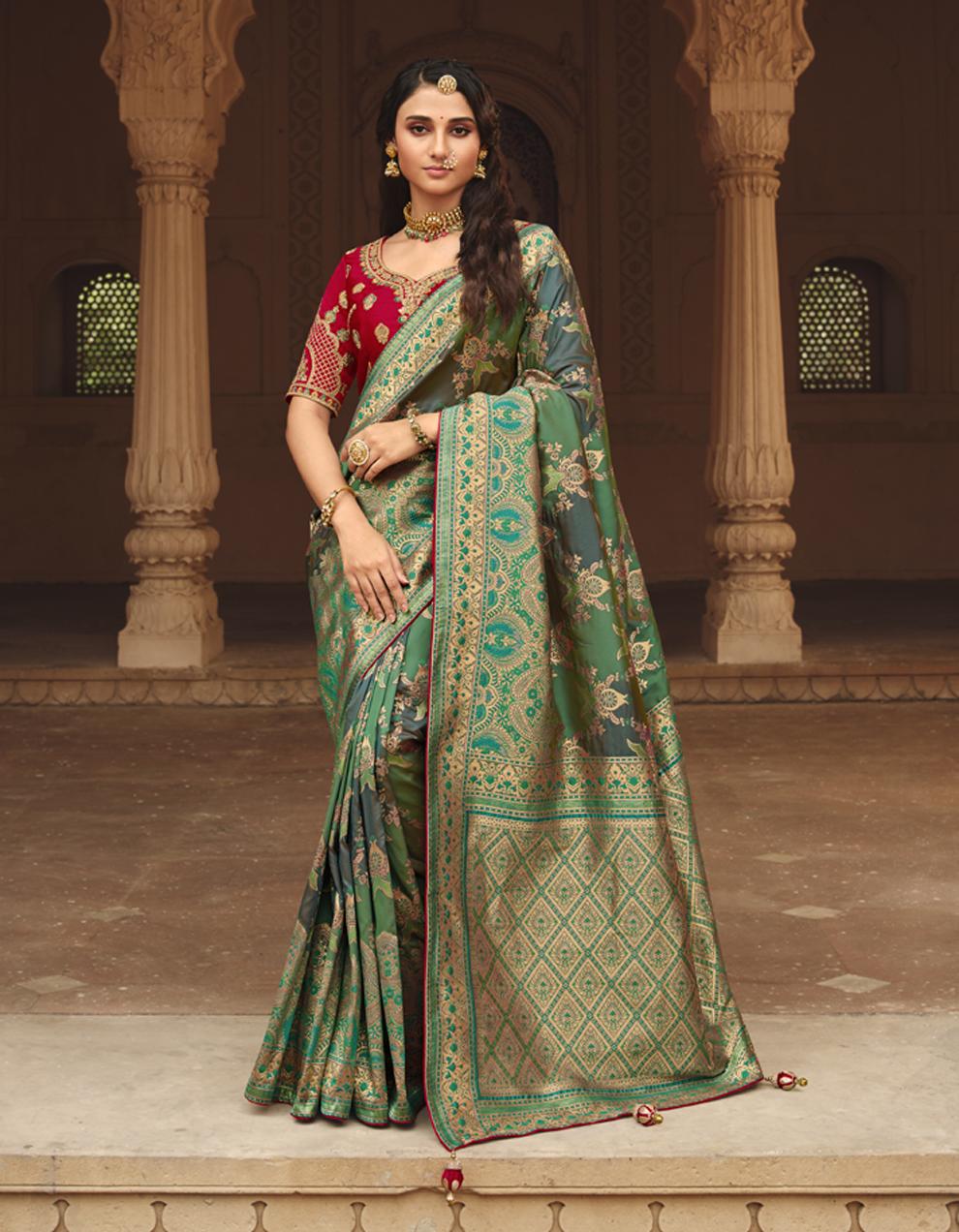 green SILK Saree for Women With Blouse SD28503