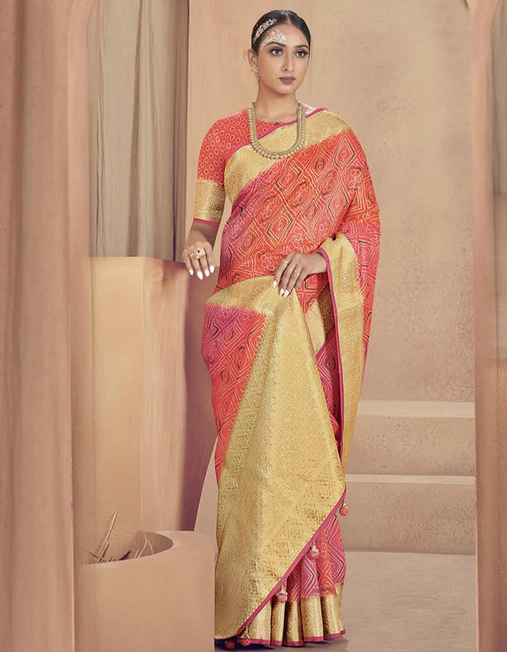 Multicolor Raw Silk Saree With Blouse SD25838