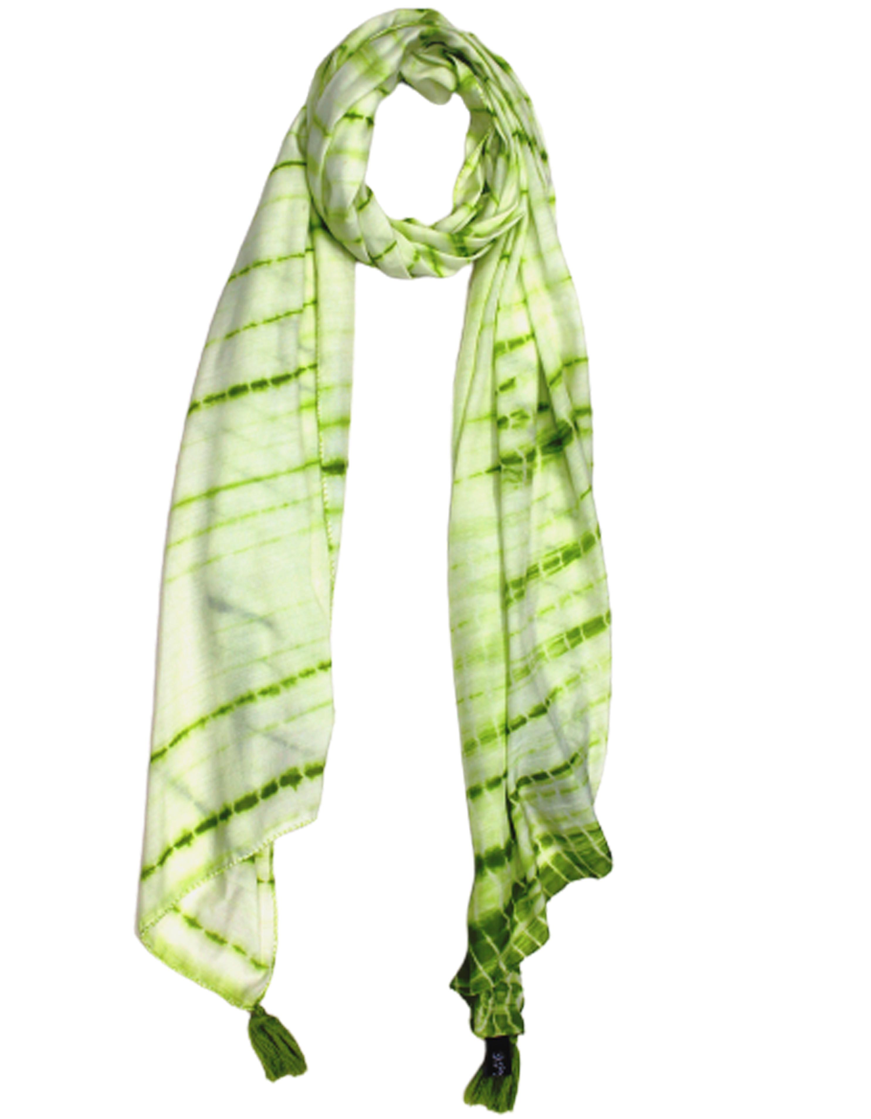 Decent Green Tie Dye Muslin Everyday Scarves/Stoles for Women SC94